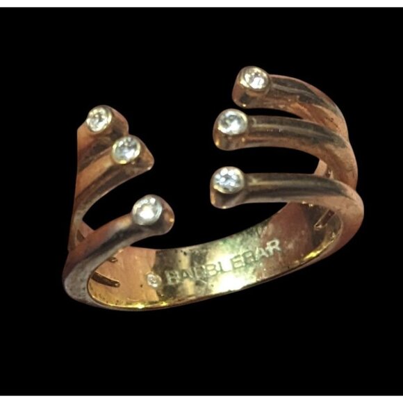 Baublebar Glam Gold Tone Tripe Layer Cage Ring With Clear Stones Size 7 - Picture 11 of 12